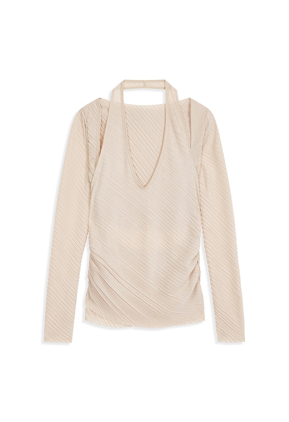 【OPEN Yy】 25FW PLEATS CONVERTIBLE BOLERO TOP : CREAM