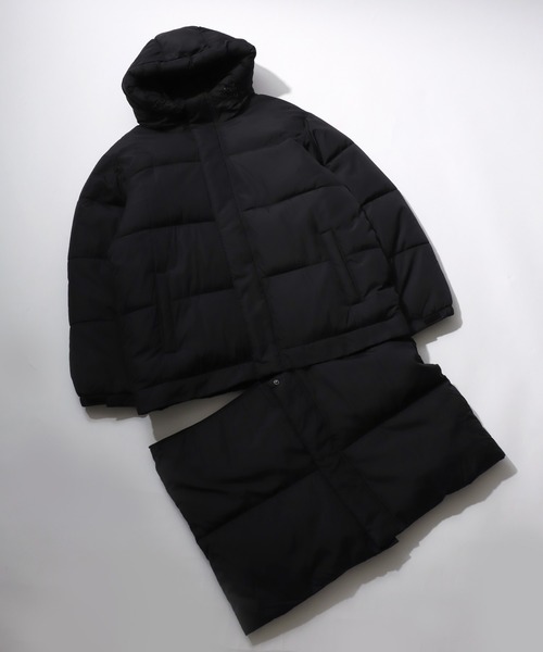ダウンジャケット ダウン 裾を装着してロングコートにも！2way マルチウェイ フェイクダウンジャケット×ロングコート メンズ レディース/中綿ジャケ