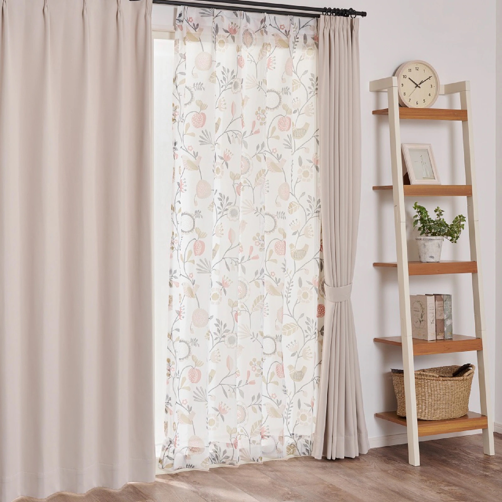 カーテン 遮光 2級 4枚セット 遮光カーテン 4枚組 約100×135cm～ 厚手 おしゃれ シンプル 節電 1人暮らし 子供部屋 新生活 模様替え 掃出窓 ベージュ ノルディ