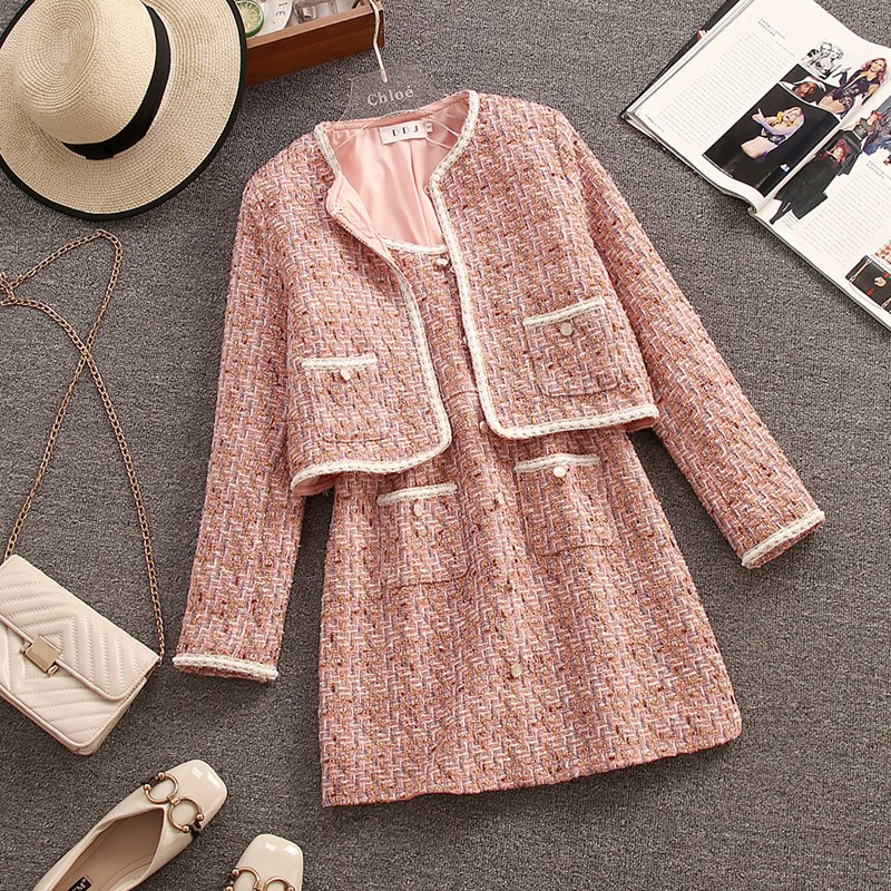 韓国デザイン秋冬新作高級感　上品お嬢様キャミソールワンピース+ニットコート着