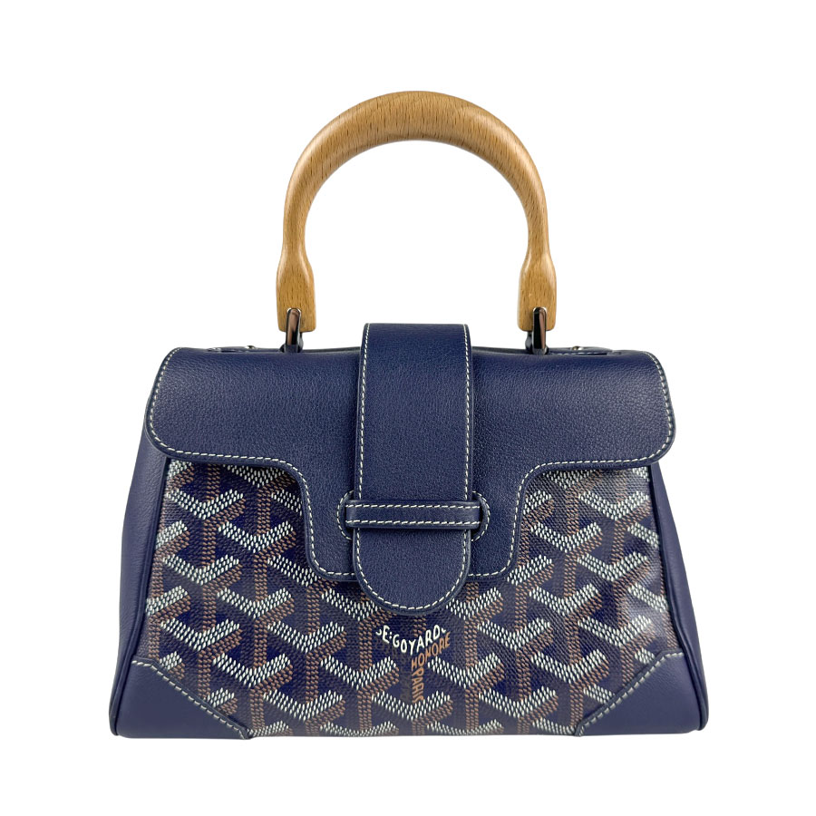 ゴヤール GOYARD ハンドバッグ ショルダーバッグ サイゴン ミニ PVCコーティングキャンバス ネイビー レディース z5858