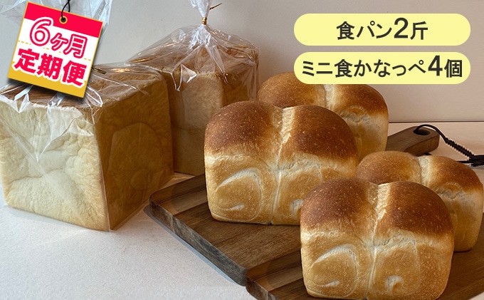 ほうれん草　定期便　かなっぺ　2種（　）　プレーン　ミニ食パン　北海道木古内町　パン　ふるさと納税　6カ月
