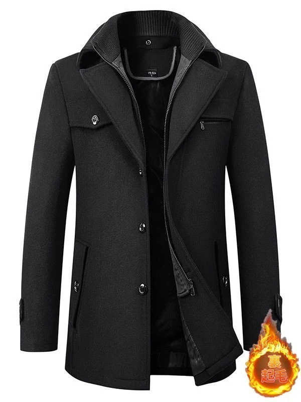 ブラックフライデーチェスターコートメンズアウターロングコートビジネスコートウール通勤オンオフ兼用ロング丈細身スリム秋冬服