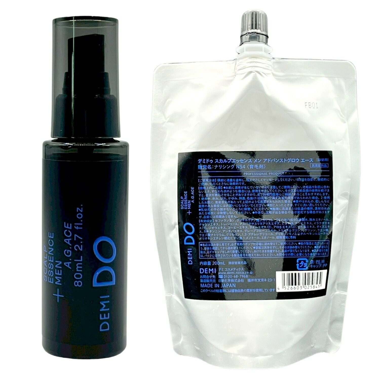 2個セット ドゥ スカルプエッセンス メン アドバンストグロウ エース ナリシング 80ml＋200ml 詰替え レフィル 育毛 養毛 発毛 薄毛 脱毛
