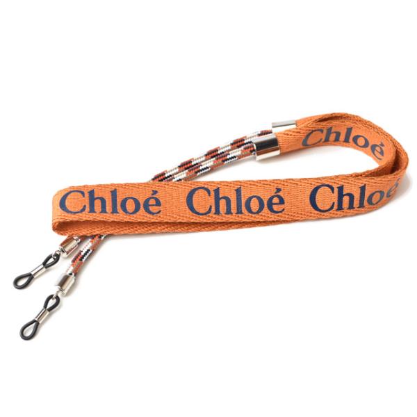 アイウェアストラップ Chloe メガネ/サングラス Woody ストラップ キャンバス オレンジ/ネイビー