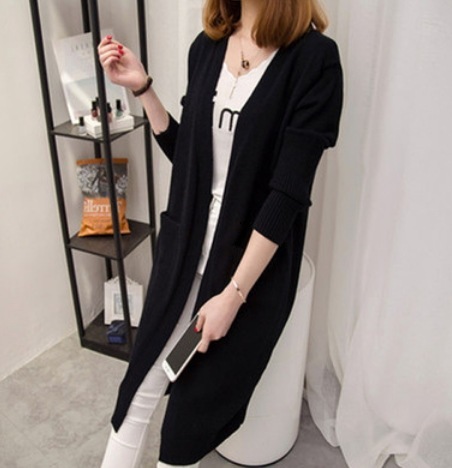 シンプル無地ロングニットカーディガン ニット 長袖 ロング丈 S M L XL カラー豊富 可愛い きれいめ シンプル カジュアル 上品 おしゃれ かっこいい レトロ アジアン 可愛い