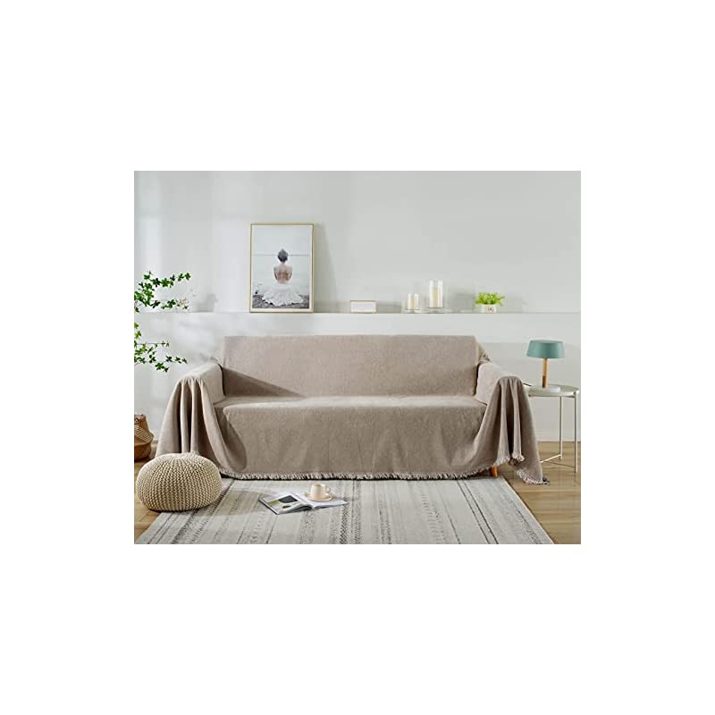 マルチカバー ソファカバー 北欧風 無地 180*230cm ブランケットフリンジ付 ベッドカバー