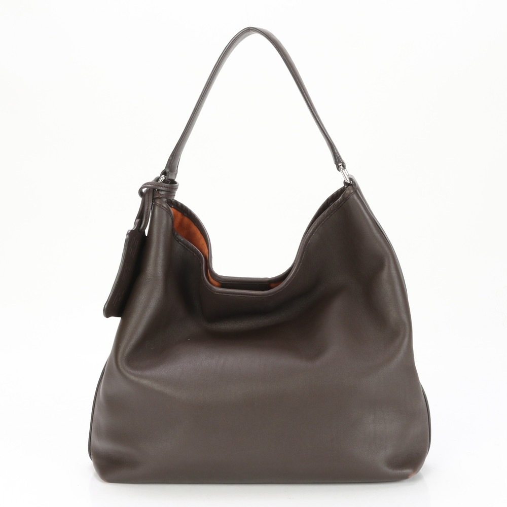 美品 丸広川越店 09682B レザー ショルダーバッグ 肩掛け ショルダー ハンド ブラウン 茶色 A4 レディース EUE BF9-7 中古