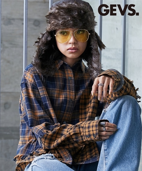 シャツ・ブラウス 切替チェックチュニックシャツ GEVS. 大きいサイズ対応