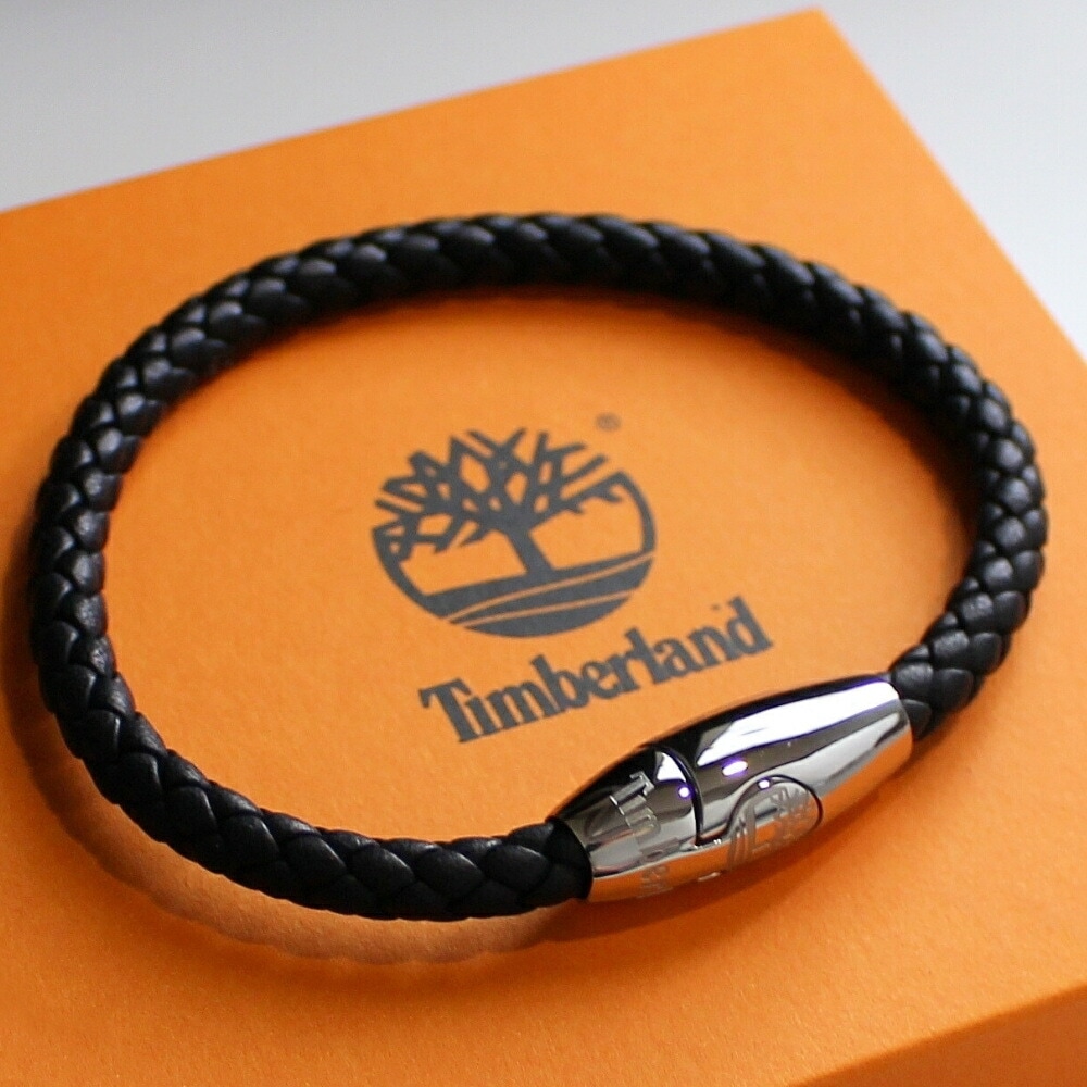 正規品 ティンバーランド ブレスレット メンズ 父の日 編み込みレザー ブラック シルバー金具 おしゃれ ブランドアクセサリー プレゼント ギフト 男性 彼氏 学生 社会人 TDAGB0001701