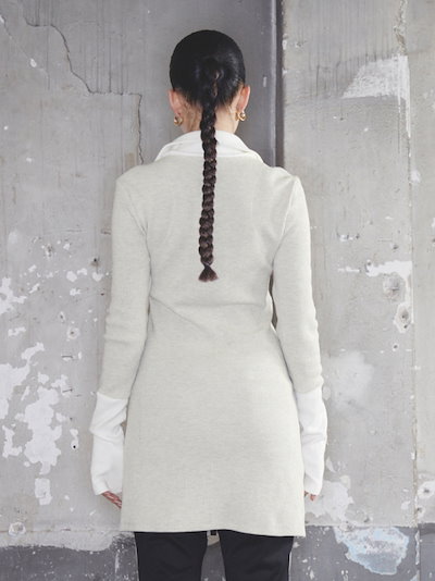 【KIJUN】 Square Half Zip-up Dress Melange Oatmeal Off-White 正規品 19,966円