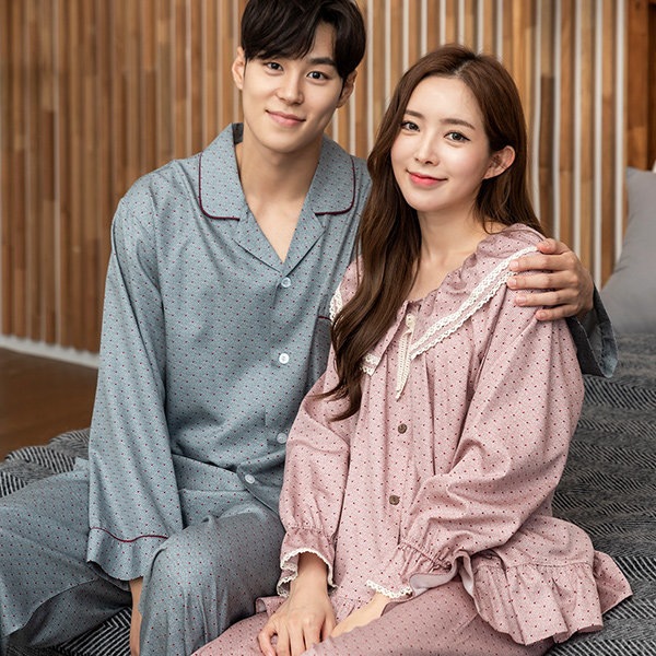 カップルツイールパジャマツイール長袖パジャマセムア