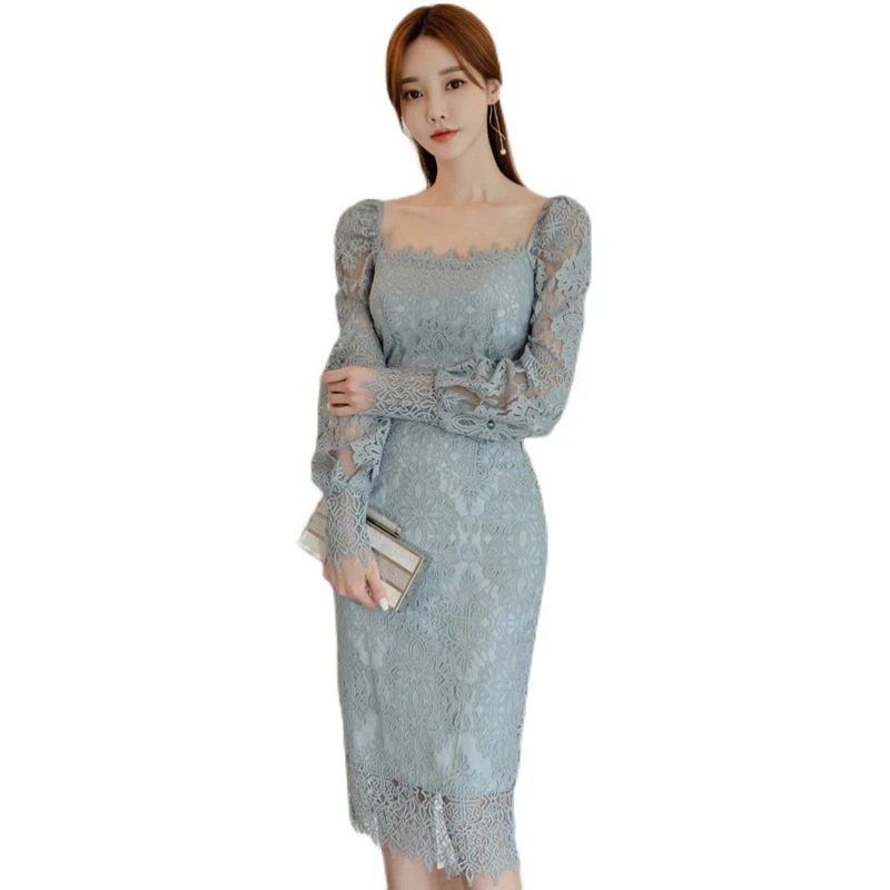 長袖 体型カバー パーティードレス 春秋 きれいめ 上品 レースワンピース チュニック 大きいサイズ