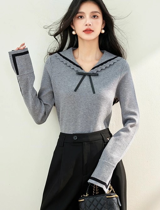 ニット 厚手 長袖 リボン シンプル カジュアル きれいめ レディース大きいサイズ レディース 平干し ニット ニットセーター vネック カーディガン knit sweater