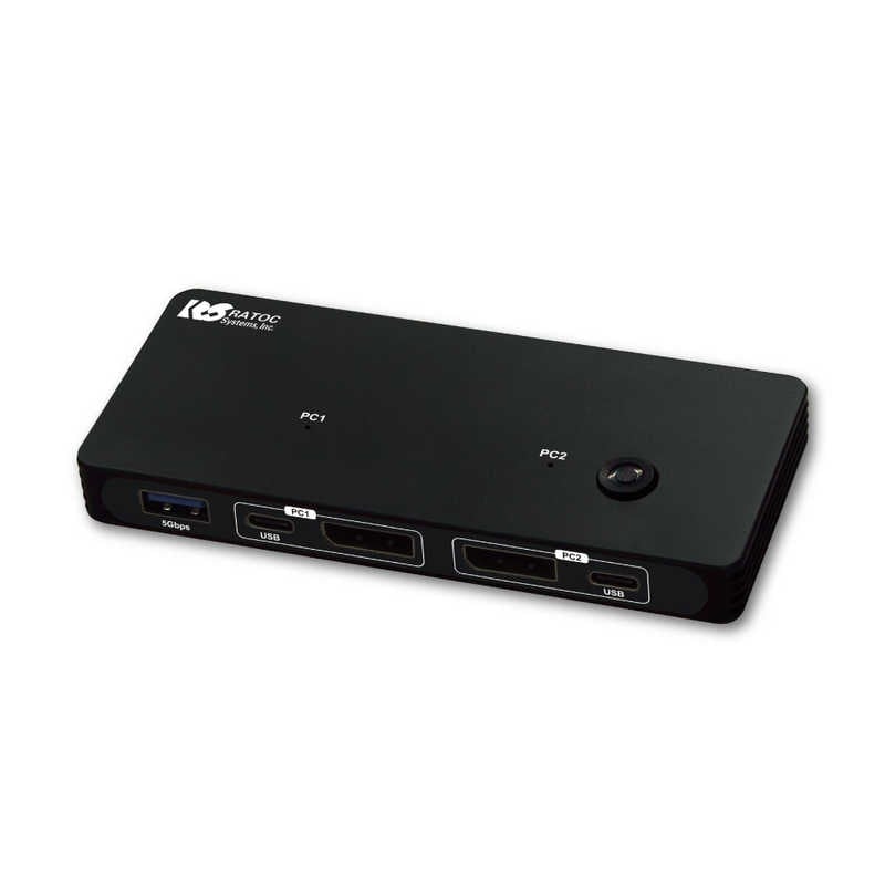 ラトックシステム　8K30Hz対応 DisplayPortパソコン切替器 ［2入力 /1出力 /4K対応 /手動］　RS-260DP-8K