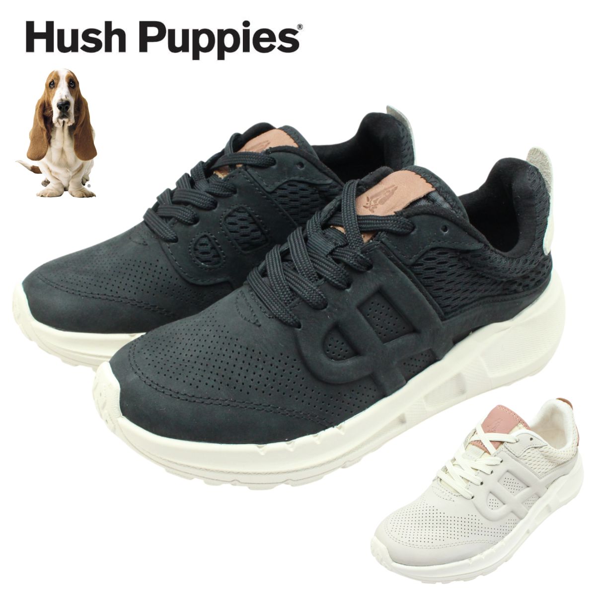 Hush Puppies ハッシュパピー レディース レザー スニーカー ウォーキングシューズ HPW11081 11082 紐靴 本革