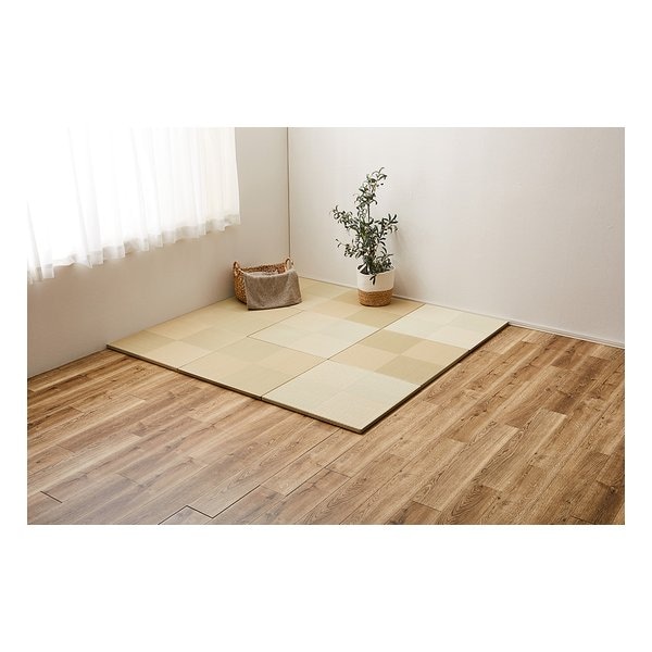 い草風置き畳 市松模様 水拭き可 約65×65×2.5cm 9枚入 グリーン 159055563