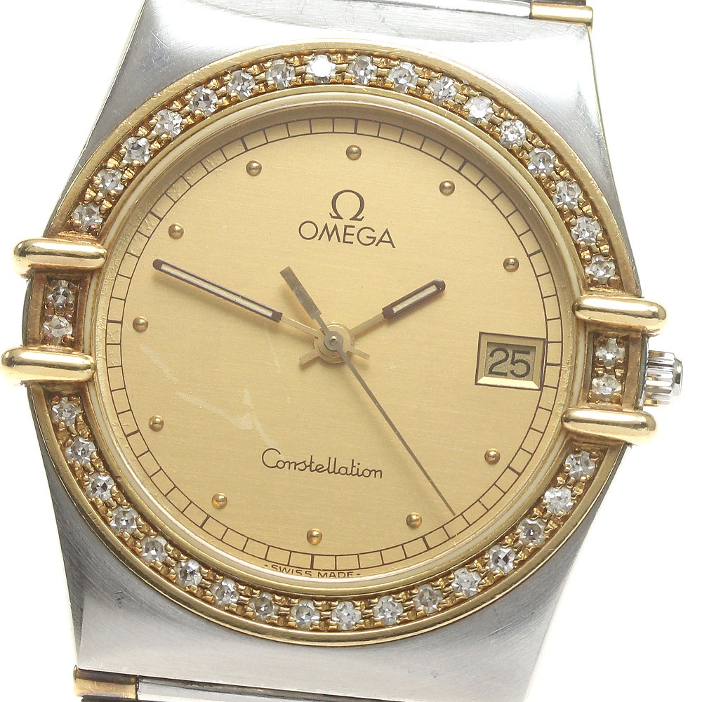オメガ OMEGA コンステレーション ダイヤベゼル ハーフバー クォーツ メンズ _819214【中古】