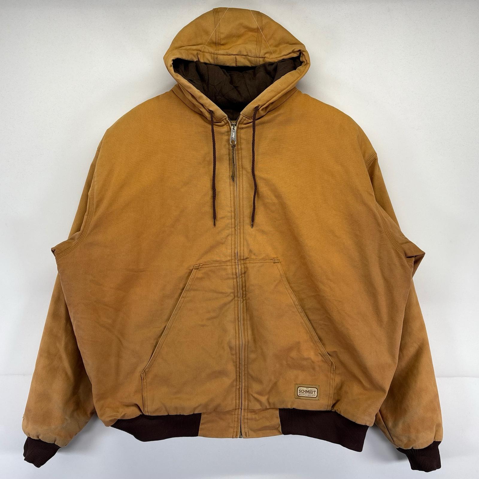 古着 SCHMIDT ワークジャケット 大きいサイズ ダック地 アクティブジャケットタイプ フルジップ 2XL ブラウン系 メンズ