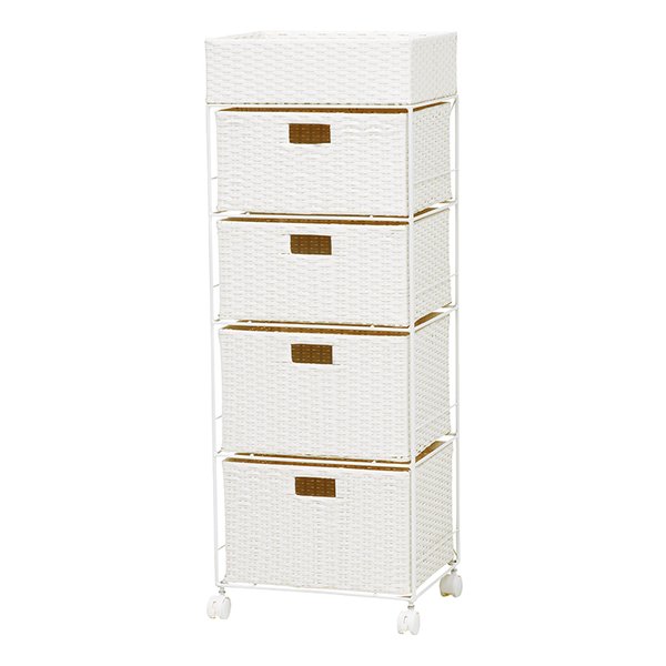 ランドリーチェスト 幅40×奥行30.5×高さ109.5cm ホワイト RAN-2415WH