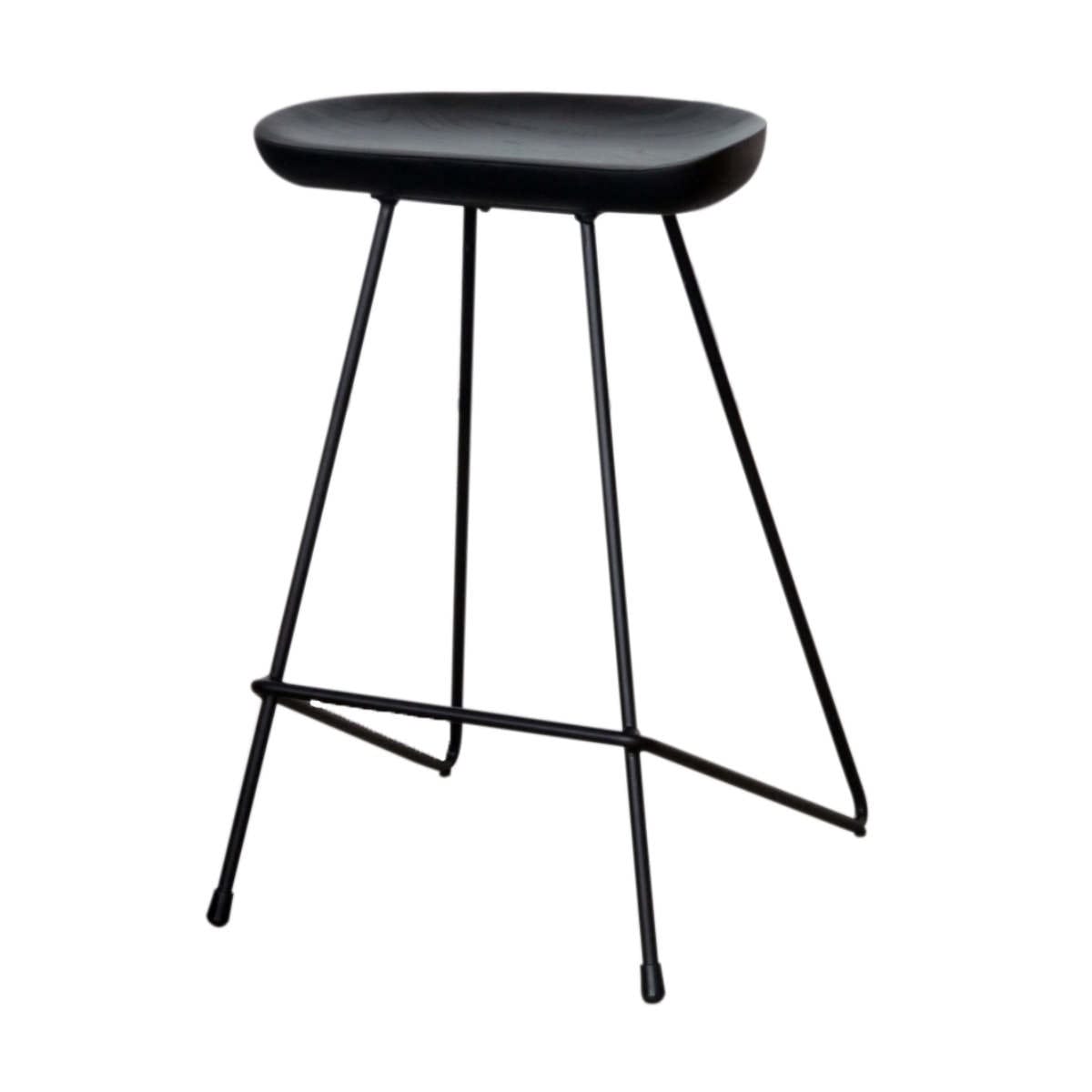 カウンタチェア 高級感 スタイリッシュ 天然木 ブラック 高さ69cm チェア 椅子 バーチェア ハイチェア チェアー 木製 座面 黒 ダイニング リビング キッチン スチール 脚