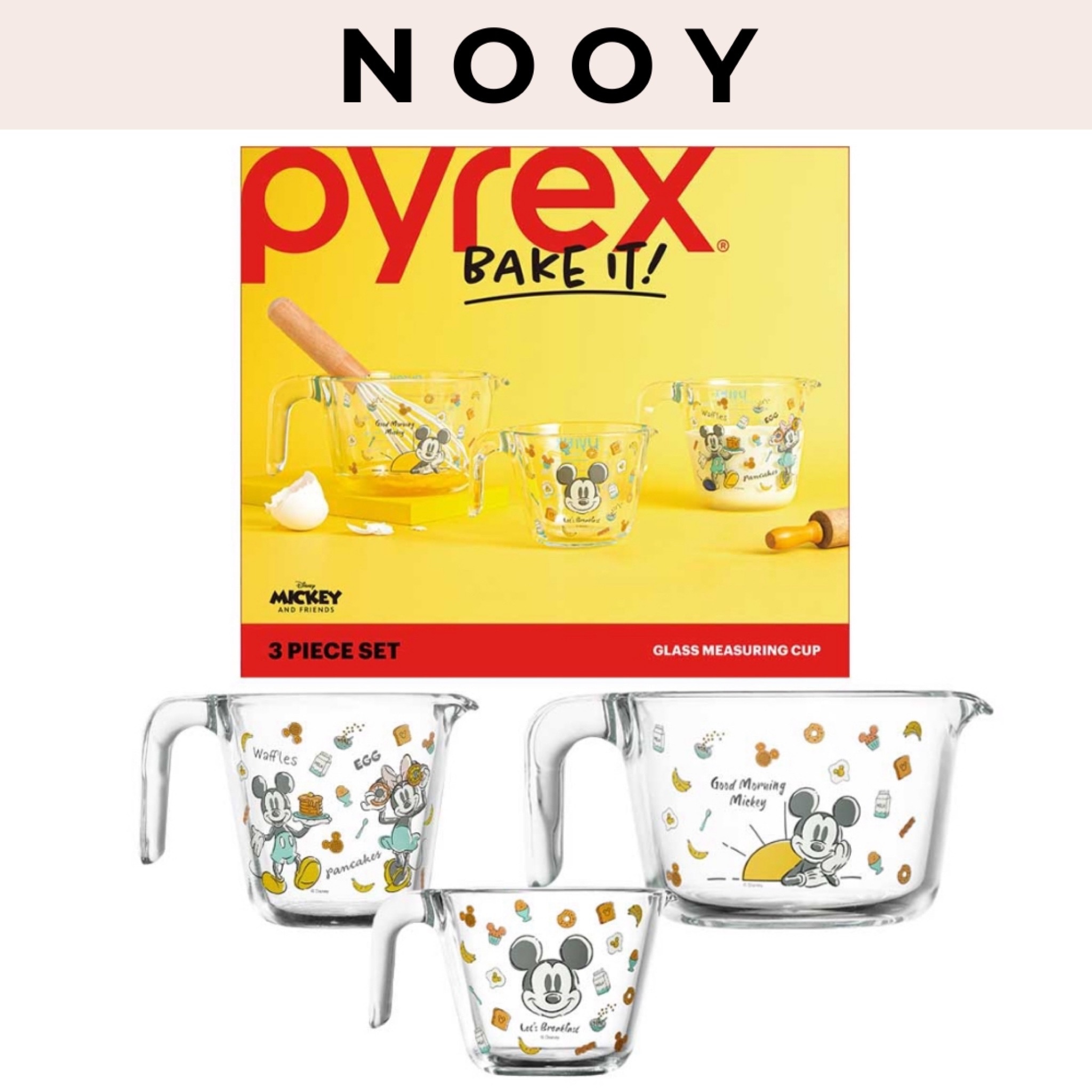 ディズニーーグッドモーニングミッキー計量カップ 3種セットギフトボックス付き韓国限定ミッキーマウスメジャーカップセット
