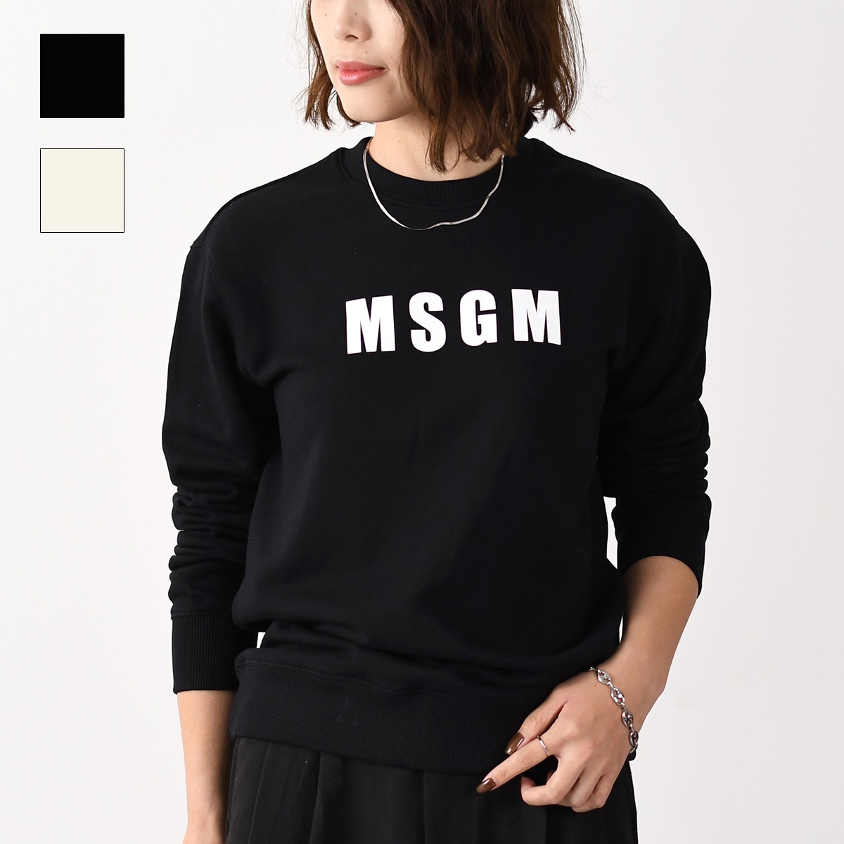 スウェット トレーナー トップス 3341MDM164 レディース BLACK ブラック WHITE ホワイト クリーム AW20