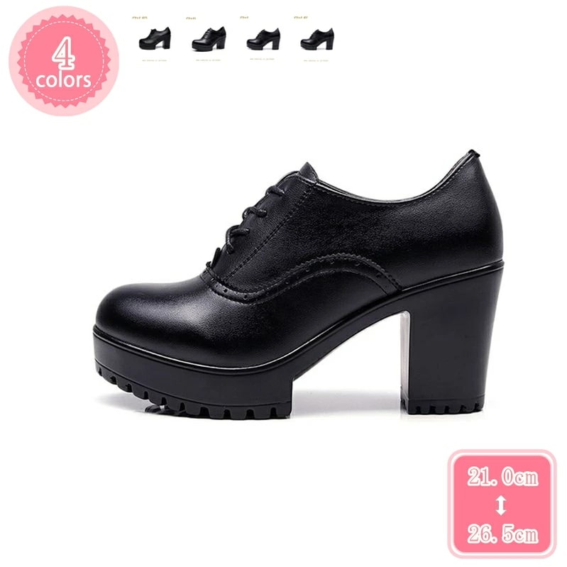 777円OFFクーポン 8cm 10cmヒール パンプス レディース 紐付き 大きいサイズ レザー調 厚底 パンプス 厚底靴 痛くない 疲れない 小さいサイズ ハイヒールパンプス レースアップ 太ヒー
