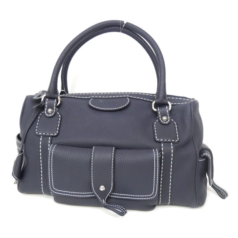 トッズ TOD’S ハンドバッグ ネイビー レザー 【中古】(67471)