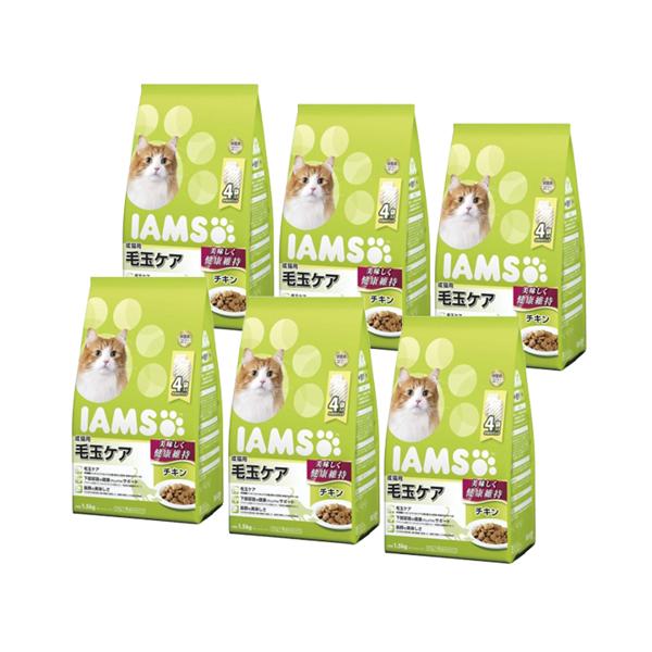 6個セット マースジャパン アイムスキャットフード 成猫用 毛玉ケア チキン 1.5kg