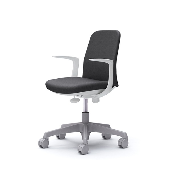 【納期約45日】オカムラ CD23BW FXW0 ダークグレー Lives Entry Chair [オフィスチェア デザインアーム 5本脚(コンパクトタイプ) ホワイトボディ]