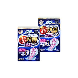 【即納】ソフィ 超熟睡ガード 360 12枚2個(くるっとテープつき)生理用ナプキン 夜用