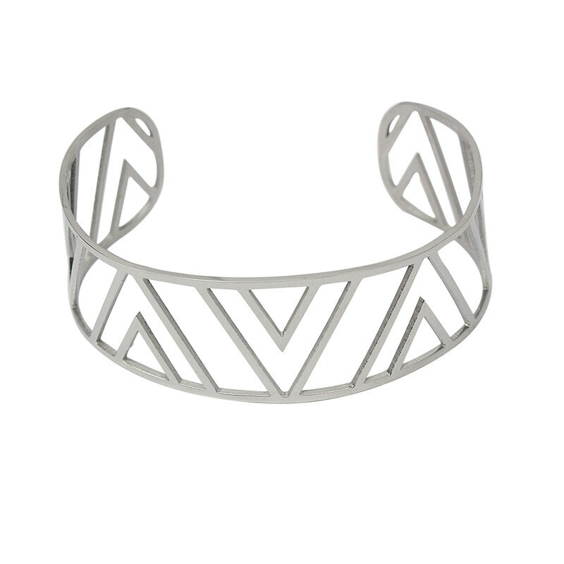 サバンナゼブラ ステンレス バングル 手首 アクセサリー 男性 女性 三角 V字デザイン プレゼント フリーサイズ 誕生日 C型 ギフト 楕円形 しまうま 縞馬 シンプル stv00-00098xx