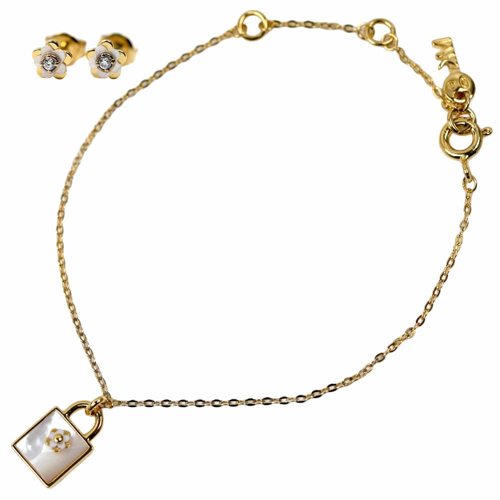 マイケルコース ブレスレット ピアス セット レディース ゴールド ホワイト MICHAEL KORS MKC1194AH710