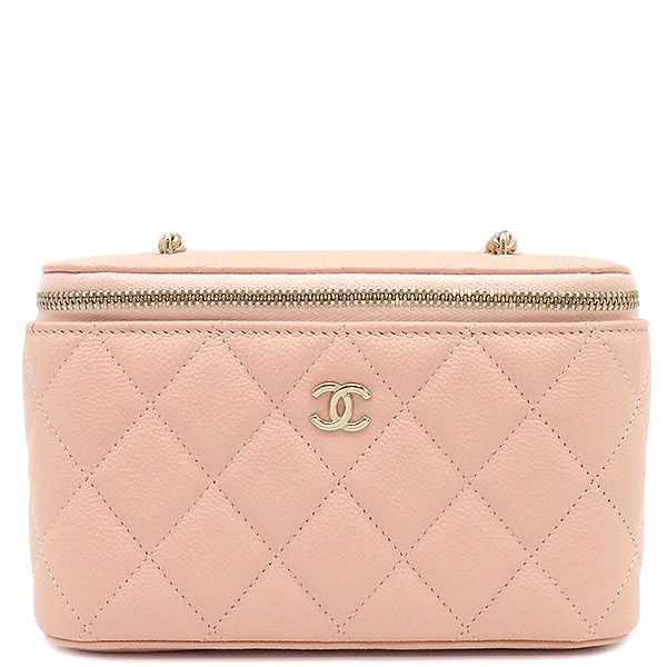 シャネル CHANEL ショルダーバッグ マトラッセ ココマーク バニティバッグ キャビアスキン ピンク シャンパンゴールド金具 ヴァニティ チェーンショルダー AP1341 ランダムシリアル 【箱】