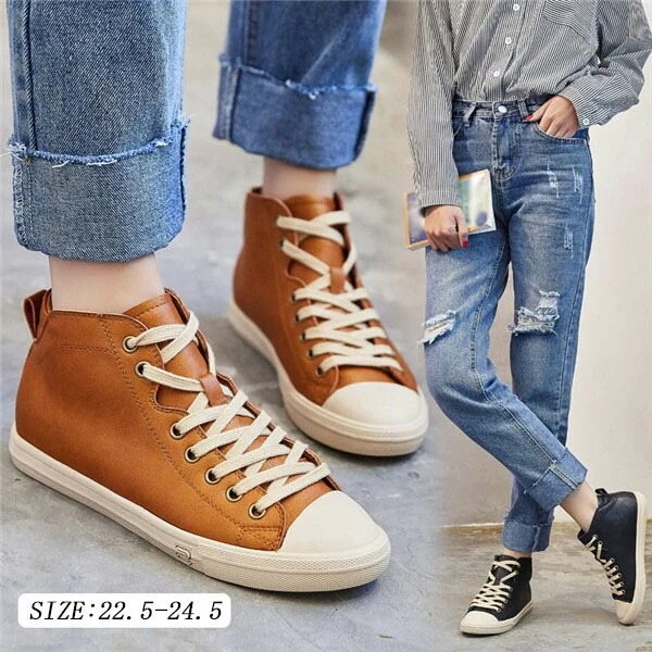 スニーカー ハイカット レディース 靴 フラット レースアップ 編み上げ ローカット カジュアル 大きいサイズ シンプル 歩きやすい シューズ 22.5/23.0/23.5/24.0/24.5 黒 ブ