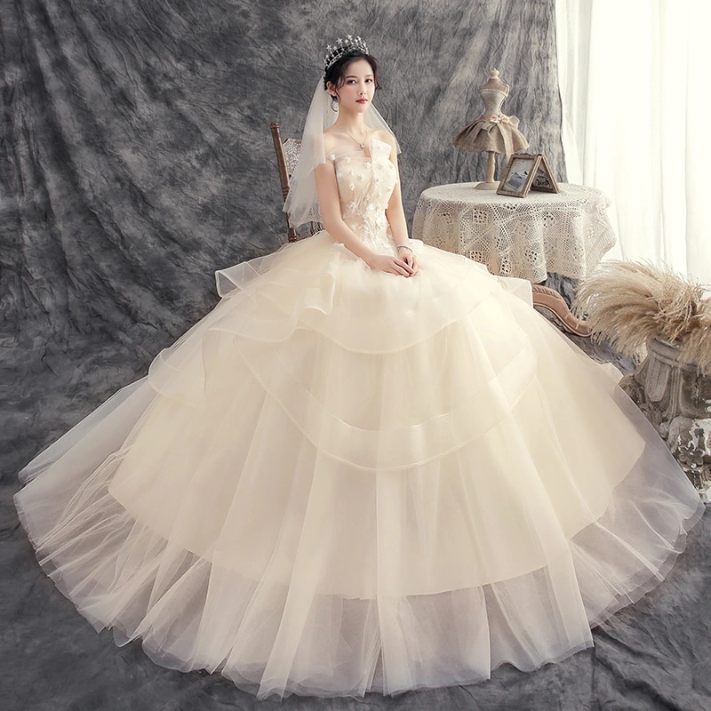 ブレスウエディングドレス 2024 花嫁 ライト シンプル 星空をトレーリング 大きいサイズ マタニティ お腹カバー