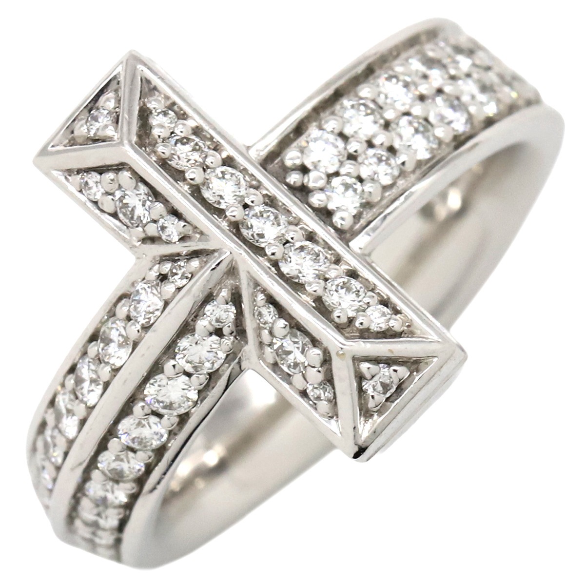 ティファニー Tiffany & Co リング 指輪 Tワン ワイド ダイヤ K18WG ダイヤモンド ホワイトゴールド T＆Co. 750 WG 18金 パヴェダイヤ 4.5号 68170036【