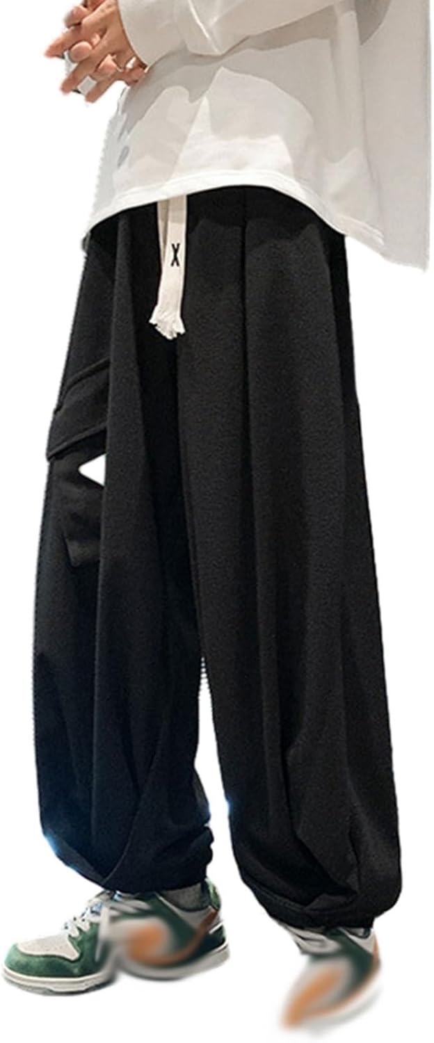 カーゴパンツ ワイドパンツ メンズ バギーパンツ 体型カバー ウエストゴム紐付き ロングパンツ ポリエステル マルチポケット リラックス 通気性 薄手 男性用 カジュアル 原宿 V系 パンク 春夏秋用