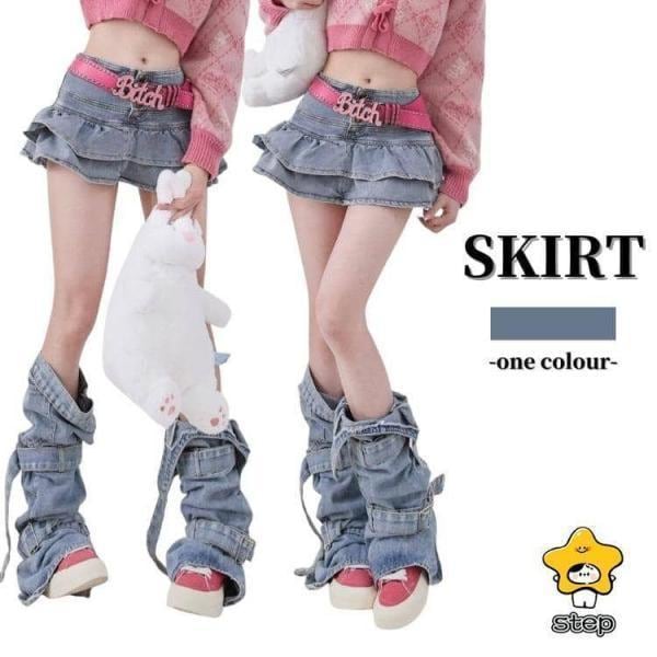 （お正月は閉まりません）ダンス衣装 スカート デニム k-pop アイドル 衣装 ヒップホップ レッグウォーマー 韓国 ステージ ジャズ ヒップホップ 演出服 ダンス かわいい かっこいい ダン 4,705円