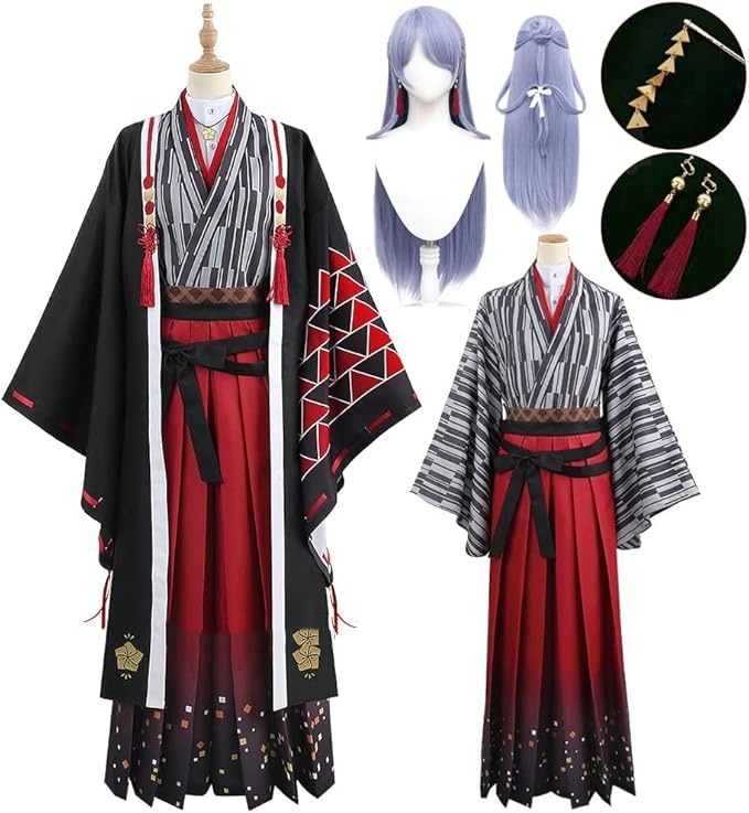 弦月藤士郎 コスプレ衣装 和服 変装 VTuber 「イアリング+かんざし+ウイッグ」追加可能 アニメ イベント パーティ コスチューム変装