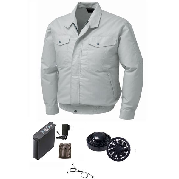 綿/ポリ混紡制電 空調服 [ファン色：BK 色：SI 2L]