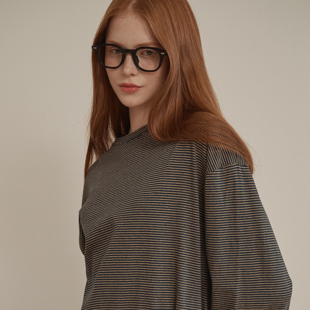 Overfit Stripe Long Sleeve Navy