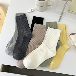 靴下女子ミッドソックス春夏白黒コットンソックス女子ロングソックスカジュアル百合純色スタッズソックス