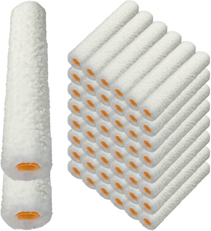 塗装ローラー マイクロファイバー スモール ペイント ペンキ 用品 6インチ 10ミリ 50本(ホワイト, 6inch_10mm)