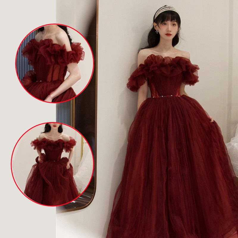 綺麗 ドレス パーティー フォーマル イブニングドレス 演奏会 ウェディング 発表会 成人式 二次会 レッド ロングドレス ２