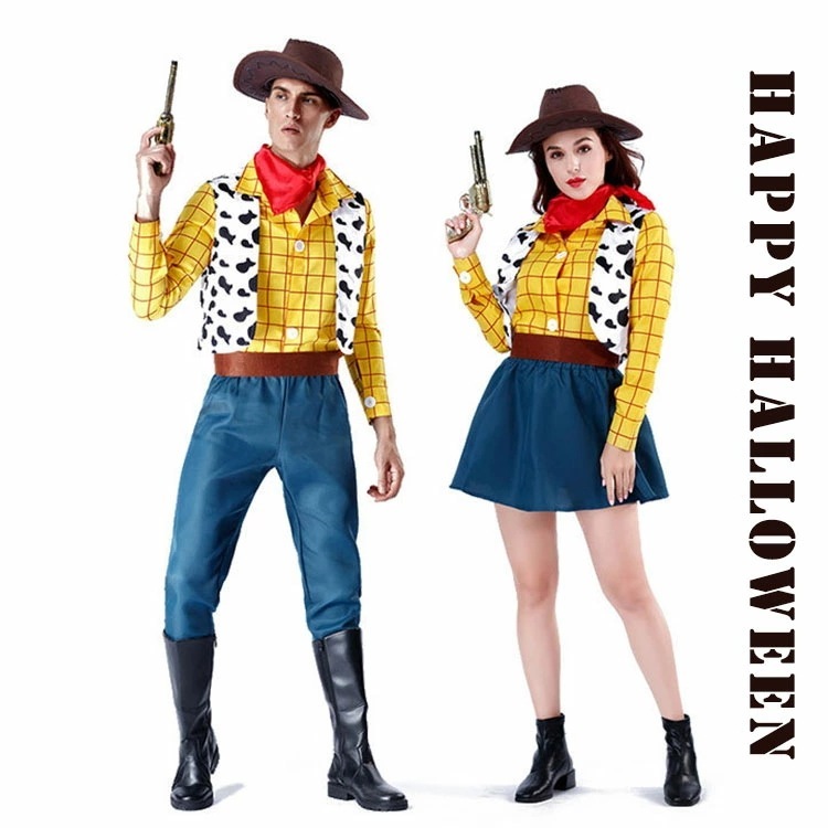 即納6点セット ハロウィン 衣装 カウボーイ コスプレ レディース メンズ ハロウィン コスチューム ウッディ 仮装 夫婦衣装 コスプレ衣装