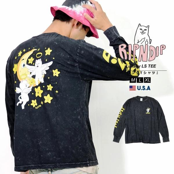 RIPNDIP リップンディップ ロンT 長袖Tシャツ メンズ タイダイ スケート ブランド ストリート系 おしゃれ Lullaby Long Sleeve ブラックミネラルウォッシュ 7,207円