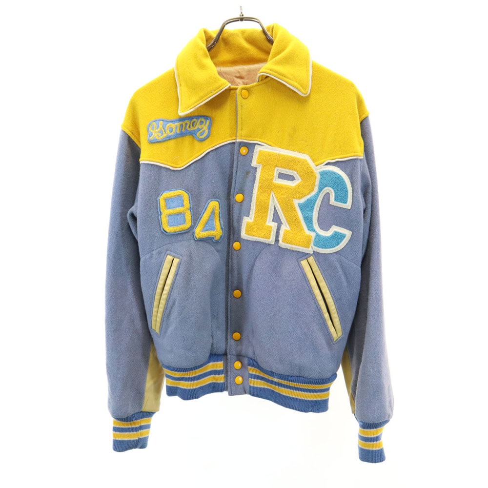 カンデル 80s ヴィンテージ レタードワッペン バーシティ ジャケット 38 グレー Kandel スタジャン メンズ