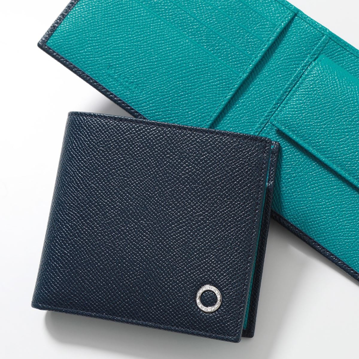 BVLGARI ブルガリ 二つ折り財布 BB MAN 288275 メンズ レザー ロゴ 小銭入れあり Bulgari Bulgari Man ミニ財布 バイカラー ネイビー×グリーン 43,719円